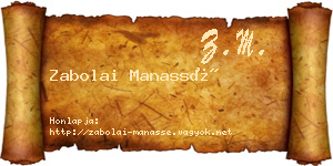 Zabolai Manassé névjegykártya